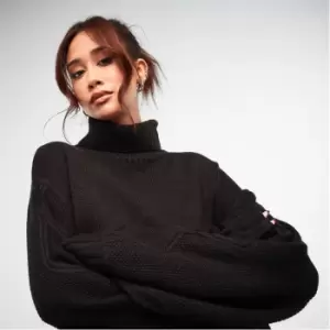 Image of Missguided Tall Roll Neck Cable Knit Jumper - Black