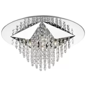 Image of Designer Ceiling 5 Light Chrome, Hanging Crystal