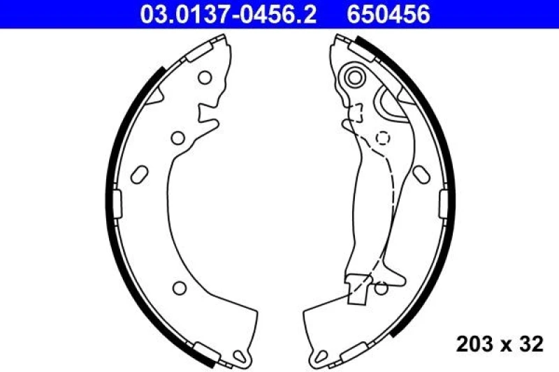 Image of ATE 03.0137-0456.2 Brake Shoes with lever Brake Shoe Set (70)