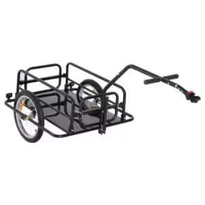 image of Homcom Folding Bicycle Cargo Storage Cart And Luggage Trailer With Hitch Black