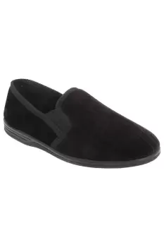 Image of Richard Striped Twin Gusset Velour Slippers