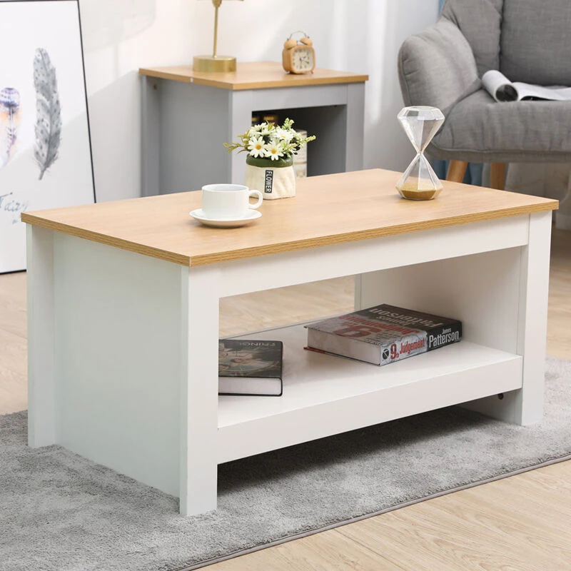 Image of FURNITURE HMD Furniture Hmd - Coffee Table with Storage Shelf Living Room Furniture,White 25384-HMD