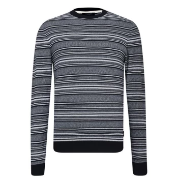 Image of Ted Baker Lowther Stripe Crew Sweater - Black