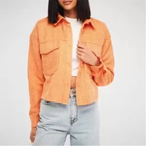 Image of Missguided Tall Boucle Crop Shacket - Orange