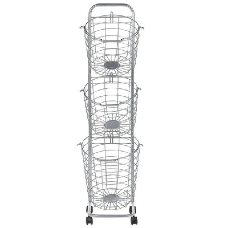 Image of Beliani Basket Stand Ayapal With Wheels Metal Silver