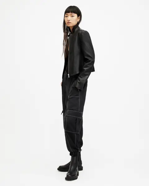 image of AllSaints Fran High Rise Tapered Cargo Trousers