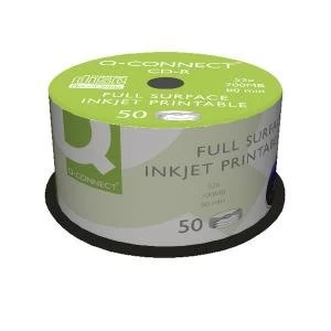 image of Q-Connect Inkjet Printable CD-R Discs 52x Pack of 50 KF18020