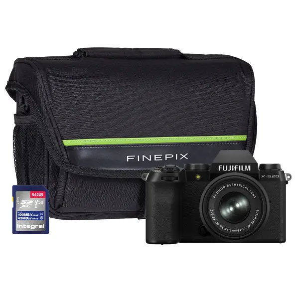Image of Fujifilm X-S20 Mirrorless Digital Camera - Black (Camera + 15-45mm Lens + 64GB SD Card + Case)
