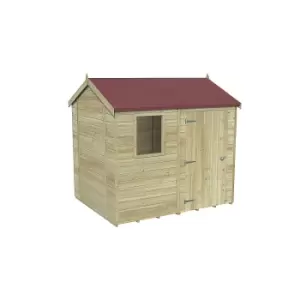 image of Forest Garden Timberdale 8X6 Reverse Apex Pressure Treated Tongue & Groove Solid Wood Shed With Floor (Base Included) - Assembly Service Included