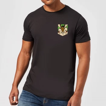 Image of Looney Tunes Wile E Coyote Face Faux Pocket Mens T-Shirt - Black - 3XL - Black