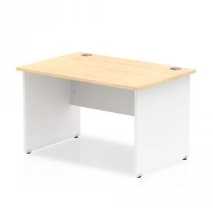 image of Trexus Desk Rectangle Panel End 1200x800mm Maple Top White Panels Ref