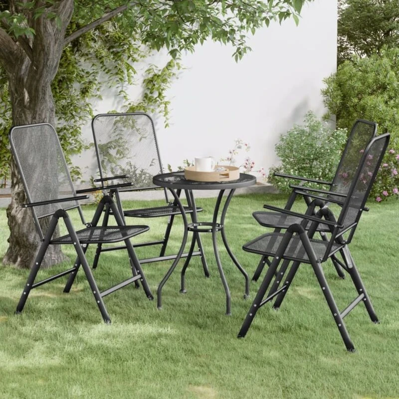 Image of VIDAXL Folding Garden Chairs 4 pcs Expanded Metal Mesh Anthracite Vidaxl 8720286677681