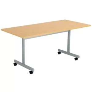 Image of One Eighty Tilting Table 1600 X 700 Silver Legs Nova Oak Rectangular Top