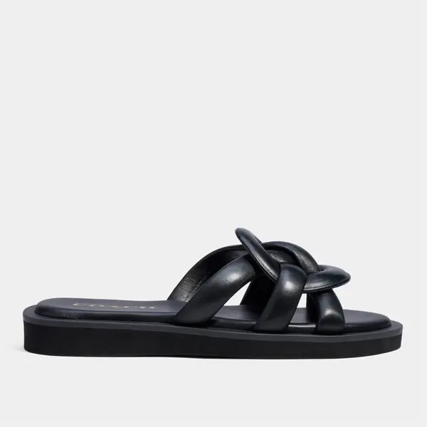 Image of Coach Womens Georgie Leather Slide Sandals - Black - UK 8 Black Sandals female C8983-BLK 8