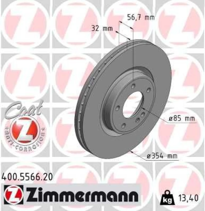 Image of ZIMMERMANN Brake disc ZIMMERMANN 400.5566.20
