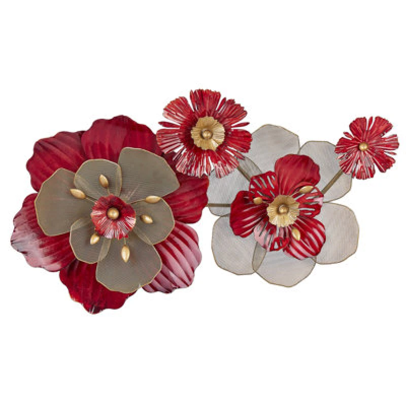 Image of Beliani Wall Decor Flower Scandium Metal 45cm Red