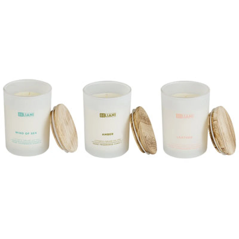 Image of Beliani Set Of 3 Scented Candles Simplicity Soy Wax Oriental Notes Fresh Notes