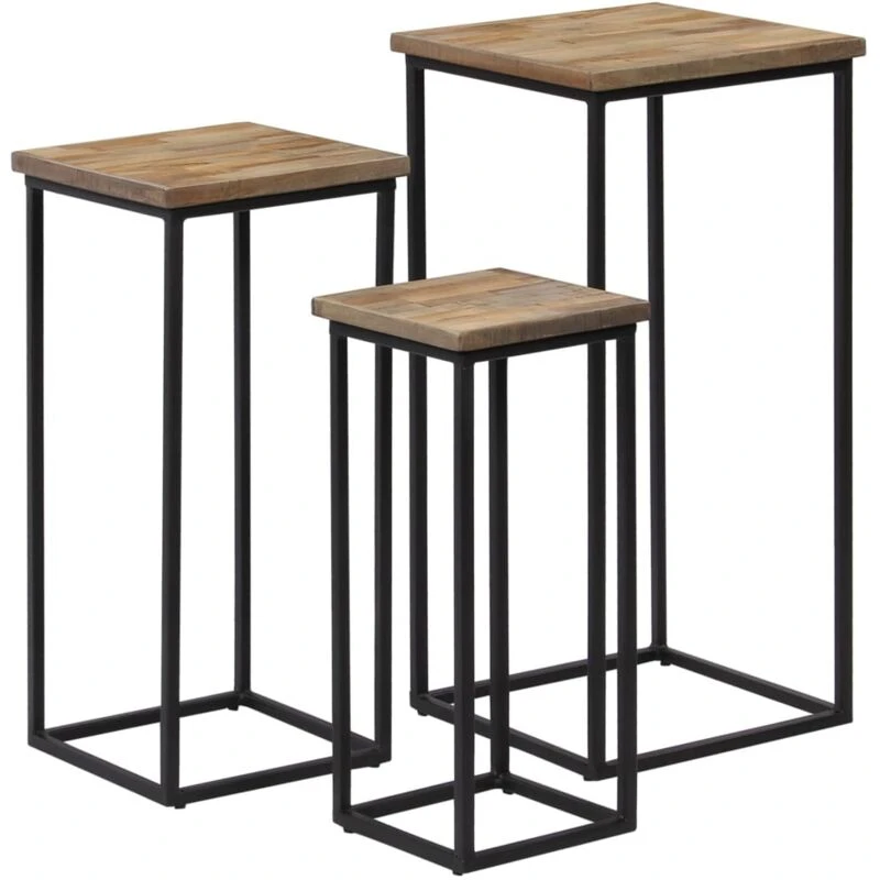 Image of VIDAXL 3 Piece Plant Table Set Reclaimed Teak Vidaxl 8718475602316