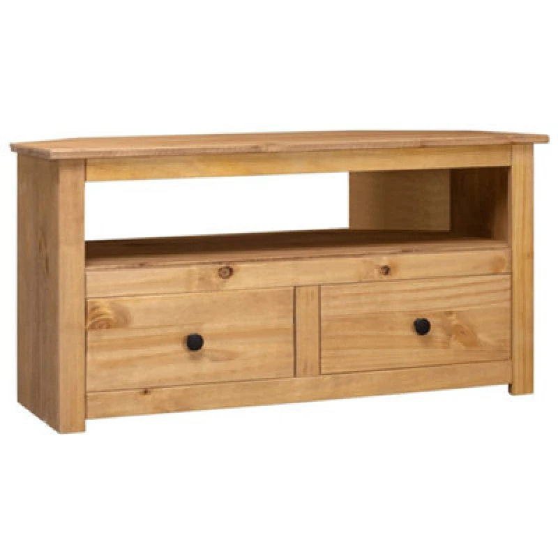 Image of vidaXL Solid Pine Wood Corner TV Cabinet with 2 Drawers TV Stand Side Table