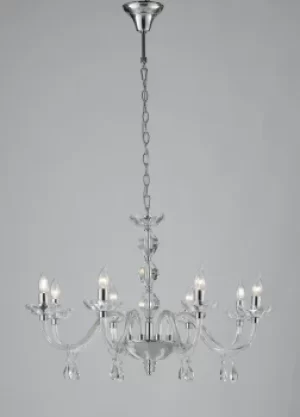 image of RIFLESSO 8 Light Chandeliers Chrome, Crystal 83x53cm