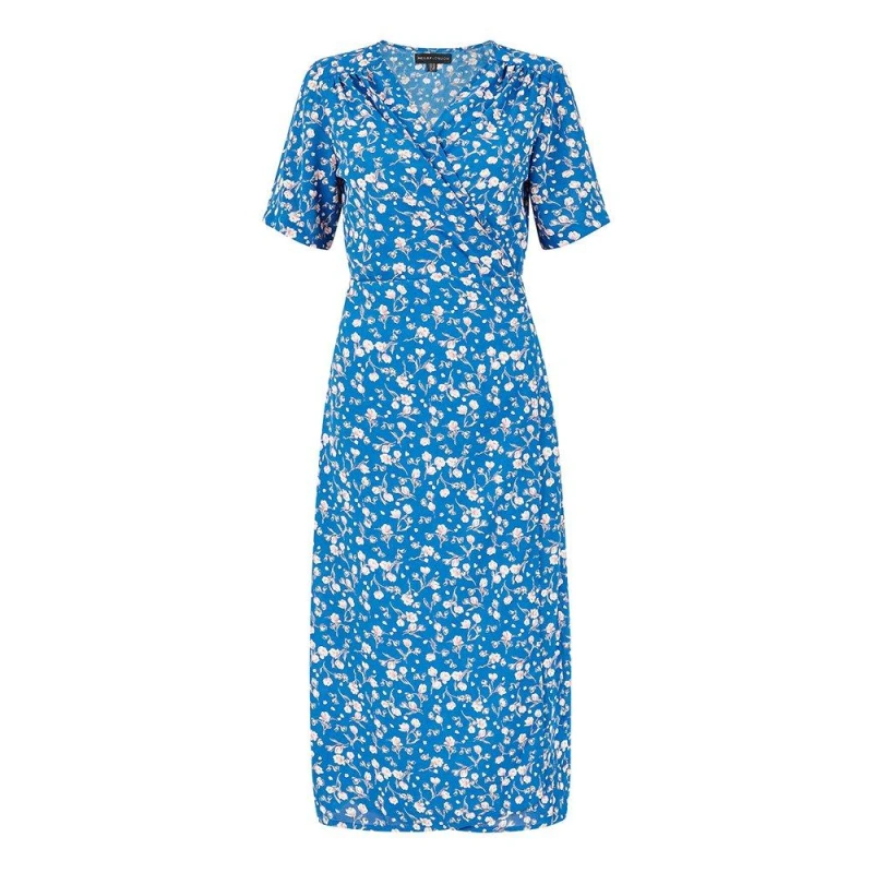 Image of Mela London Mela Wrap Midi Dress - Blue Blue 8