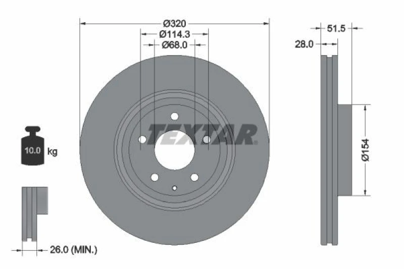 Image of Brake disc TEXTAR 92315203