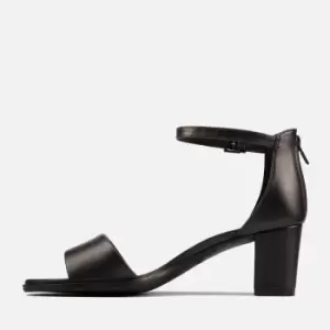 Image of Clarks Womens Kaylin 2 Part Leather Block Heels - Black - UK 8