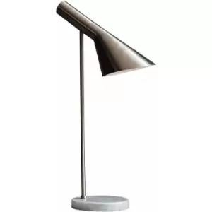 image of Loops - Table Lamp Brushed Chrome Plate & Grey Marble 10W LED E27 Bedside Light