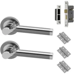 image of XL Joinery Timis Stainless Steel Door Handle Pack 75mm Latch - Polished Chrome / Black Nickel