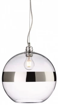 image of 1 Light Globe Ceiling Pendant Chrome, Clear Glass, E27