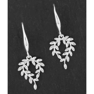 Image of Back To Nature Silver Plated Pave Leaf Curl Earrings