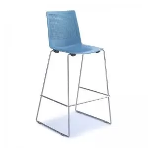 image of Harmony multi-purpose stool with chrome sled frame - blue