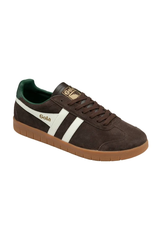 Image of Gola Classics Mens 'Hurricane Suede' Lace-Up Trainers in Brown Size: 7 Brown Male 7