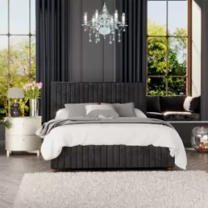 image of Estella Ottoman Storage Bed, Mirazzi Velvet, Black Double - Laurence Llewelyn-bowen