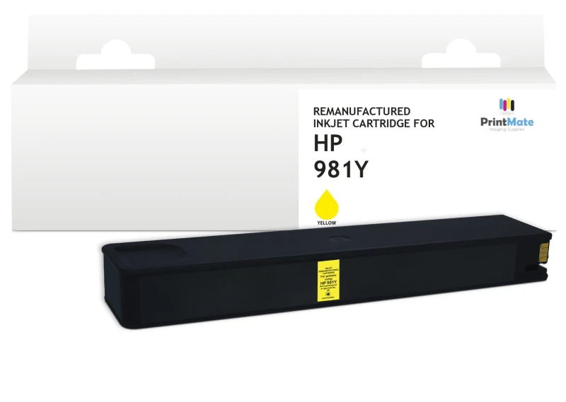 Image of PrintMate HP 981Y. remanufactured ink cartridge. high capacity. Yellow