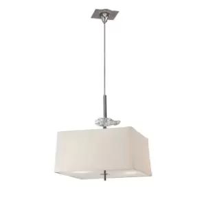 image of Akira Square Pendant 4 Light E27, Polished Chrome/Frosted Glass With Cream Shade