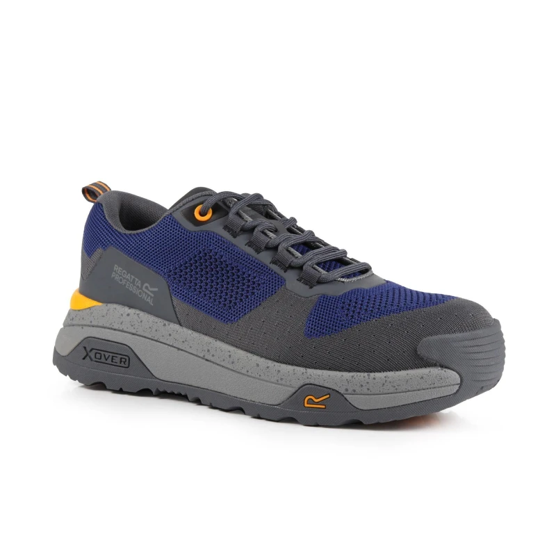 Image of Regatta Mens Crossfort Safety Trainers Twilight Blue G unisex UK 6