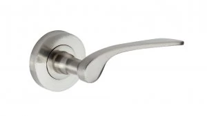 Image of Wickes Ciro Round Rose Door Handle - Satin Nickel Finish 1 Pair