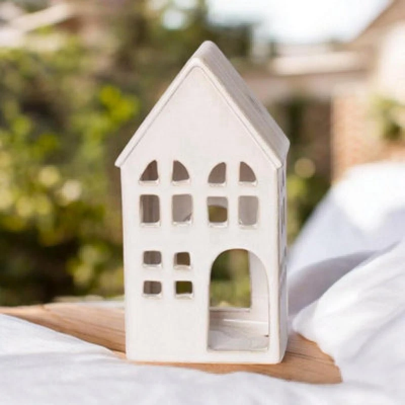 Image of MSL 21CM CREAM CERAMIC HOUSE TEALIGHT HOLDER