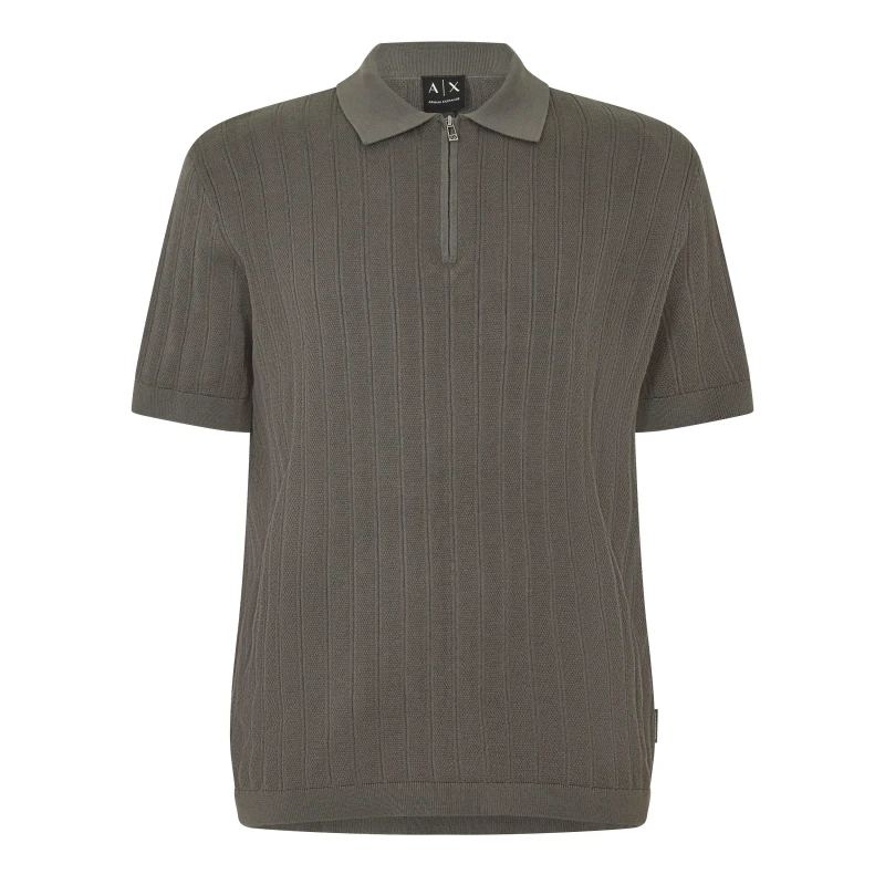 Image of Armani Exchange Mens Knitted Polo Shirt Chimera Khaki male XL