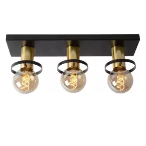 image of Anaka Modern Flush Ceiling Light - 3xE27 - Black