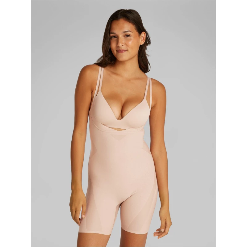 Image of Calvin Klein Womens Sculpt Firm Seamless Compression Shapewear Bodysuit Cedar female 8 (XS)