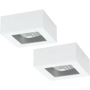 Image of 2 PACK Wall / Ceiling Light Modern White Box Lamp 140mm x 140mm 6.3W LED