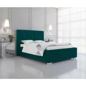 Image of Khuduro Upholstered Beds - Plush Velvet, Double Size Frame, Green - Green