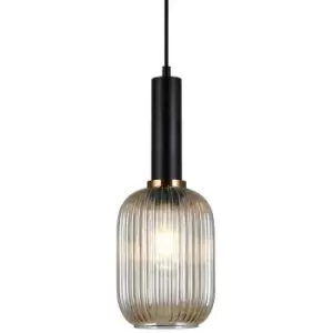 Italux Lighting - Italux Antiola - Modern Hanging Pendant Black 1 Light with Amber Shade, E27