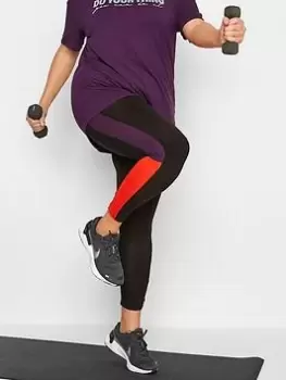 Image of Yours Colour Clash Active Legging - Black, Size 20, Women