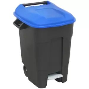 image of 100 Litre Capacity Wheelie Bin with Foot Pedal - Two 200mm Wheels - Blue