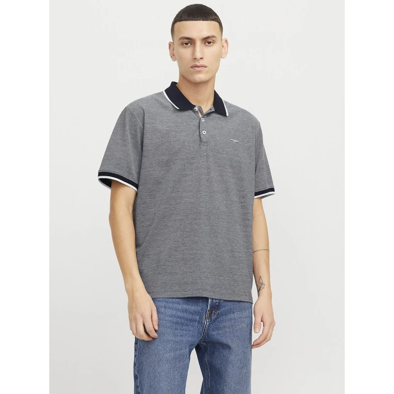 Image of jack & jones Slim Fit Polo Shirt with Short Sleeves Dark Blue Cotton M