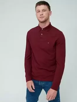 Image of Tommy Hilfiger 1985 Regular Fit Long Sleeve Polo Shirt, Dark Red, Size L, Men