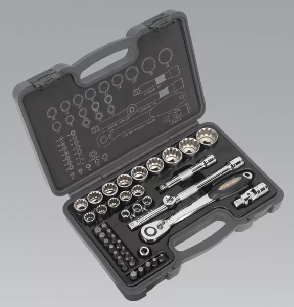 image of Genuine SEALEY AK706 Socket & Bit Set 42pc 1/2Sq Drive Total Drive&#174;